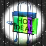 Hot Deal Shopping Bag Represents Bargains And Discounts Stock Photo