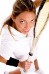 Top View Of Young Tennis Player Stock Photo