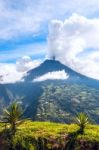 Eruption Of A Volcano Tungurahua, Cordillera Occidental Of The Stock Photo