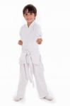 Small Karate Boy In Training Stock Photo