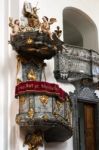Pulpit In The Catholic Church In Attersee Stock Photo