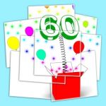 Number Sixty Surprise Box Displays Elderly Surprise Party Or Cel Stock Photo