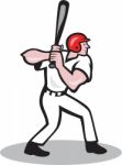 Baseball Player Batting Side Cartoon Stock Photo