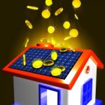 Coins Falling On House Showing Extra Money And Improved Economy Stock Photo