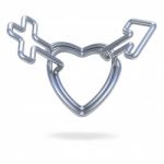 Silver Male Female Heart Stock Photo