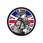 British Bagpiper Union Jack Flag Icon Stock Photo