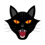 Halloween Growl Black Cat Head Stock Photo