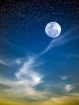 Full Moon In Sky Stock Photo