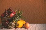 Fruit Basket On The Table Stock Photo