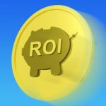 Roi Gold Coin Shows Financial Return For Investors Stock Photo