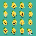 Lemon Character Emoji Set Stock Photo