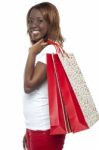 African Girl Holding Shopping Bag Stock Photo