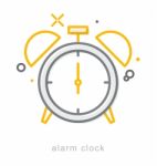Thin Line Icons, Alarm Clock Stock Photo