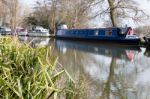 Narrow Boats On The River Wey Navigations Canal Stock Photo