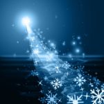 Glow Snowflake Shows Ice Crystal And Blazing Stock Photo