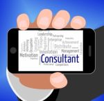 Consultant Word Represents Specialist Wordcloud And Authority Stock Photo