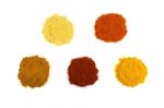 Heaps Of Various Seasoning Spices On White Stock Photo