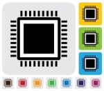 Cpu Or Computer Processor Icon(symbol)- Simple  Graphic Stock Photo