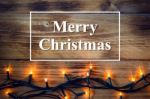 Christmas Background - Vintage Planked Wood With Lights And Text Space Stock Photo