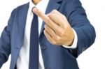 Businessman With Middle Finger Stock Photo