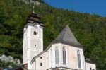 View Of The Maria Hilf Pilgrimage Church In Hallstatt Stock Photo