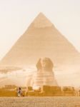 Sphinx And Pyramid Of Giza Stock Photo