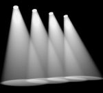 Four Spotlights On Stage Stock Photo