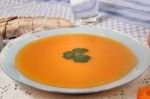 Homemade Carrot Soup Stock Photo