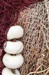 Fishing Net With Corks Stock Photo