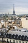 Eiffel Tower With Roofs Of Paris Stock Photo