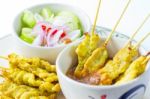 Grilled Pork Satay Thai Food Stock Photo