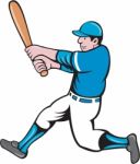 Baseball Player Batter Swinging Bat Isolated Cartoon Stock Photo