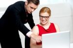 female Boss discussing With PA Stock Photo