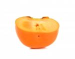 Half Of Persimmon Isolated On The White Background Stock Photo