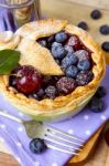 Decorated Homemade Shortcrust Pastry Berry Pie Stock Photo