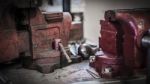 Antique Vices On Workbench Stock Photo