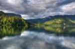 Slovenia Bled Castle Lake Stock Photo