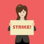 Business Woman Showing Strike Banner Stock Photo