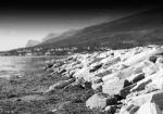 Dramatic Black And White Norway Beach Background Stock Photo