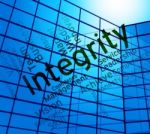 Integrity Words Shows Virtue Text And Honesty Stock Photo