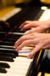 Hand Of A Piano Player Stock Photo