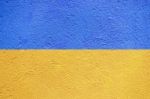 Ukraine Flag Painted On Old Concrete Wall Stock Photo