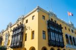 Colonial Yellow Building, Lima, Peru Stock Photo