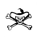 Cowboy Pirate Skull Cross Bones Retro Stock Photo