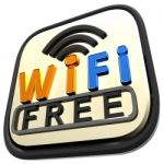 Orange Wifi Free Internet Shows Wireless Connecting Stock Photo