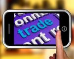 Trade In Word Cloud Phone Shows Online Buying And Selling Stock Photo