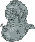 Old School Diving Helmet Drawing Stock Photo