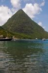 The Pitons In Saint Lucia Stock Photo