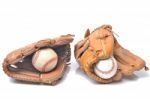 Baseball Glove And Ball Isolated On White Stock Photo