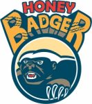 Honey Badger Mascot Claw Circle Retro Stock Photo